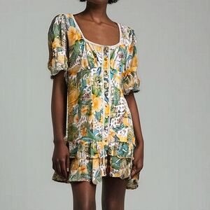 Aqua Blu Australia Tropical Floral Print Samantha Mini Dress